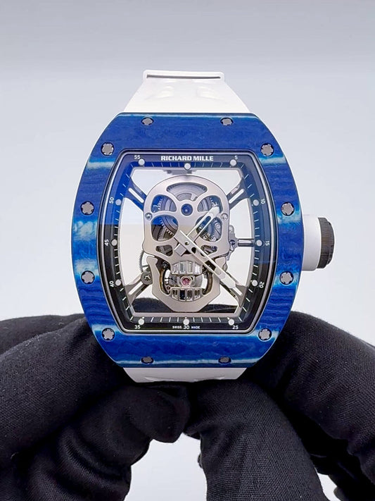 Richard Mille Skull RM 52-01 Blue Quartz TPT Tourbillon 理查德米勒骷髅头 RM 52-01 蓝色 石英纤维 陀飞轮手表 | WORLDTIMER