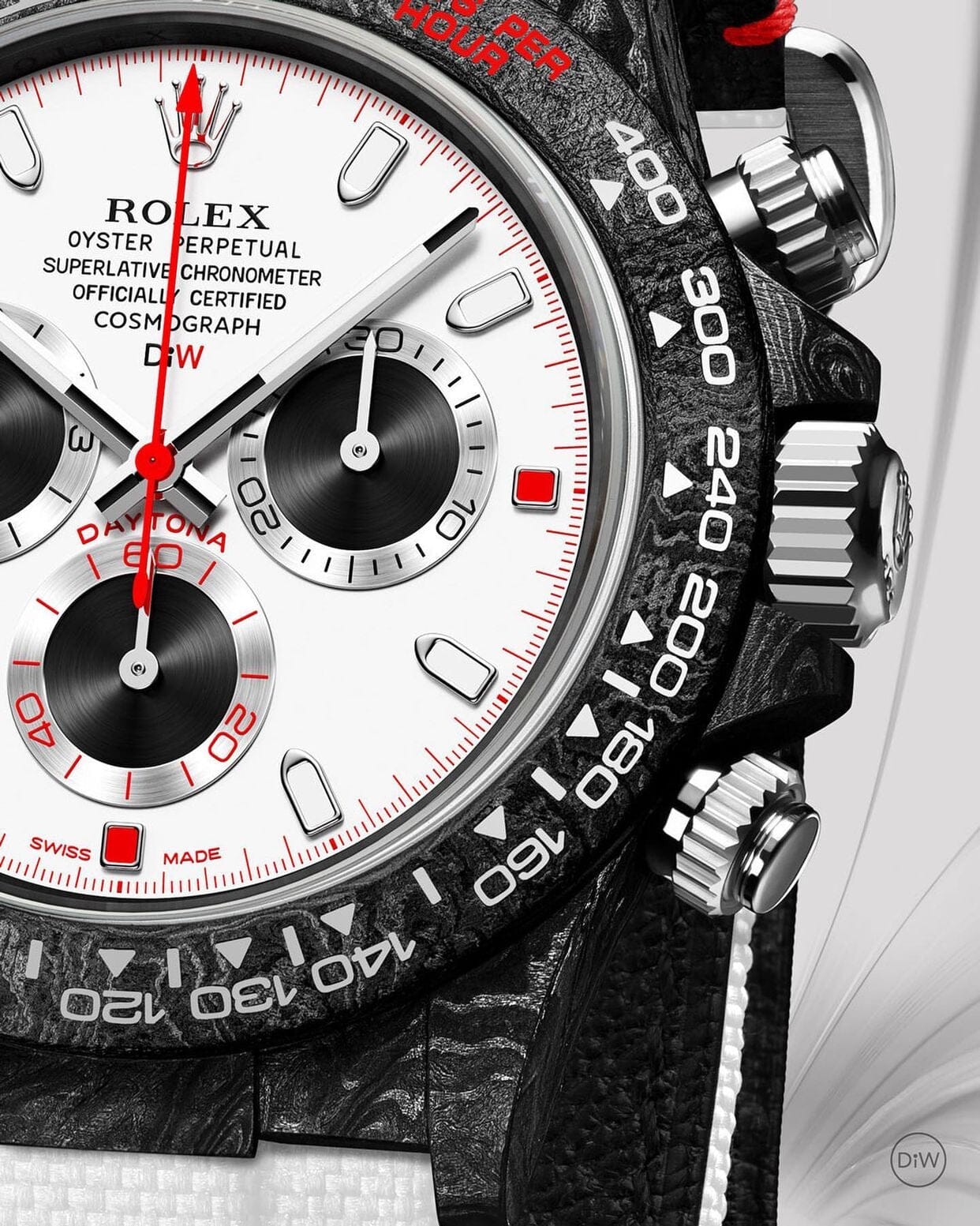World Lightest Rolex Carbon Daytona DiW SPEEDSTER WHITE 全球最轻NTPT碳纤维 劳力士DiW地通拿 | WORLDTIMER