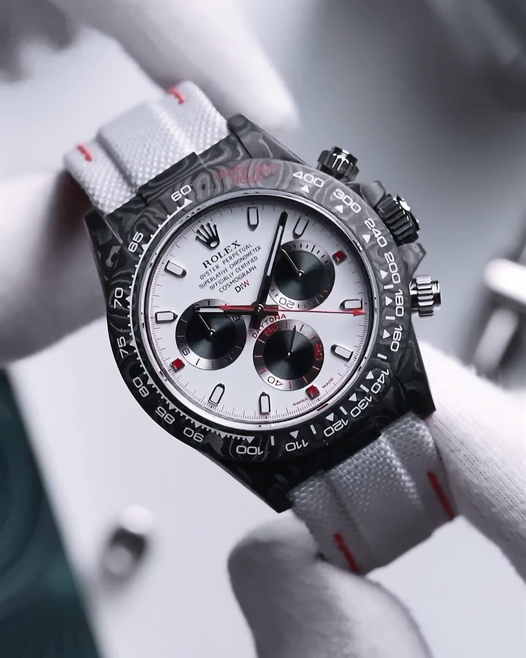 World Lightest Rolex Carbon Daytona DiW SPEEDSTER WHITE 全球最轻NTPT碳纤维 劳力士DiW地通拿 | WORLDTIMER