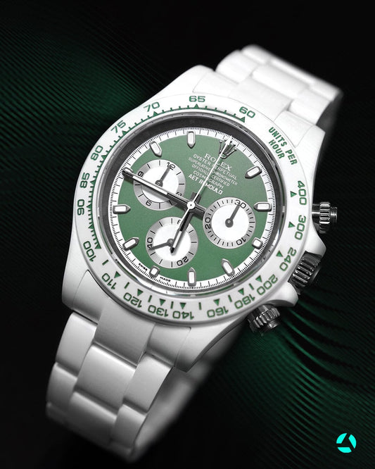 Rolex Daytona AET Remould KASHMIR GREEN WHITE CERAMIC 劳力士白陶瓷 迪通拿 | WORLDTIMER