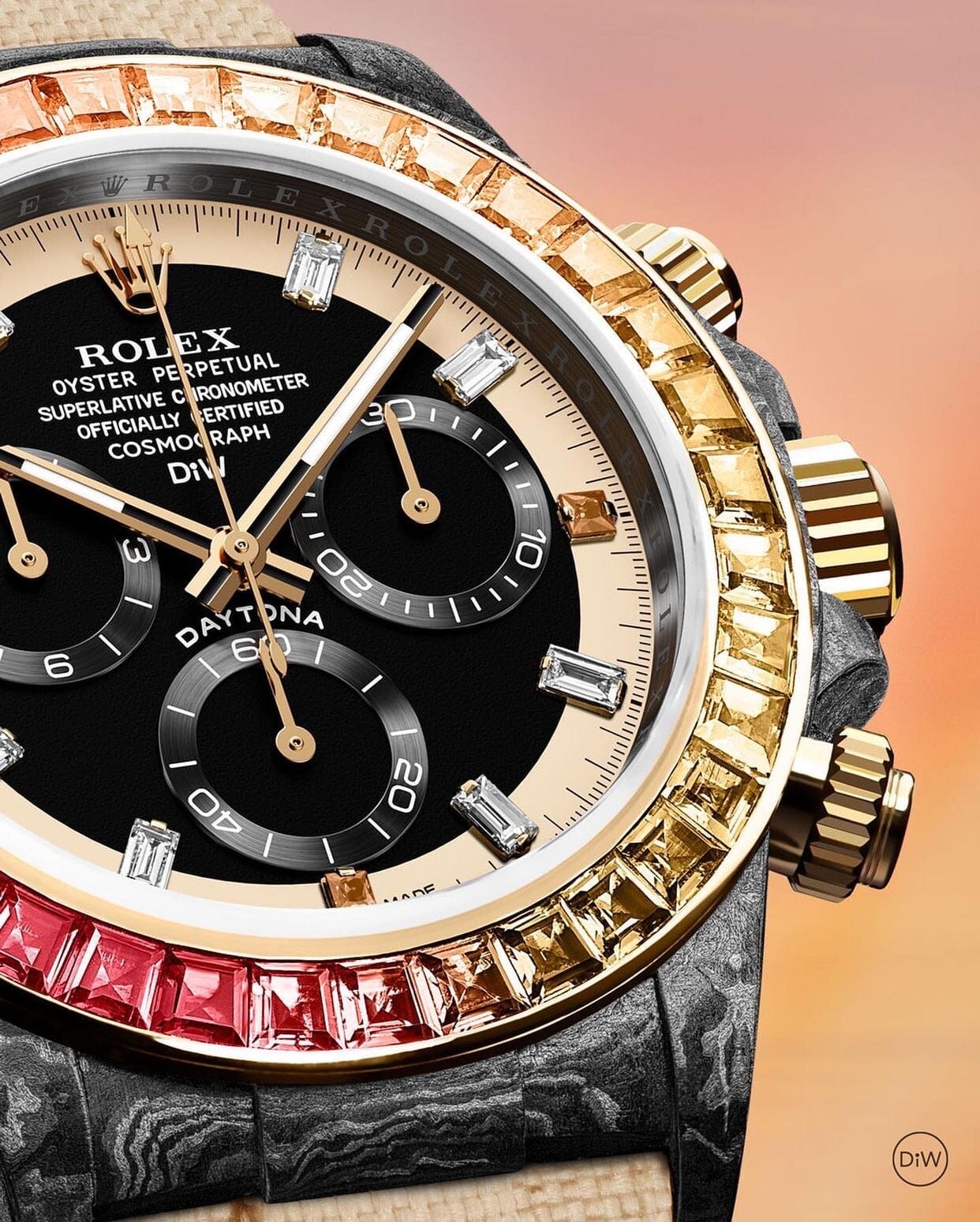Rolex DiW Daytona RAINBOW SUNRAY 劳力士DiW 彩虹迪 碳纤维腕表 | WORLDTIMER