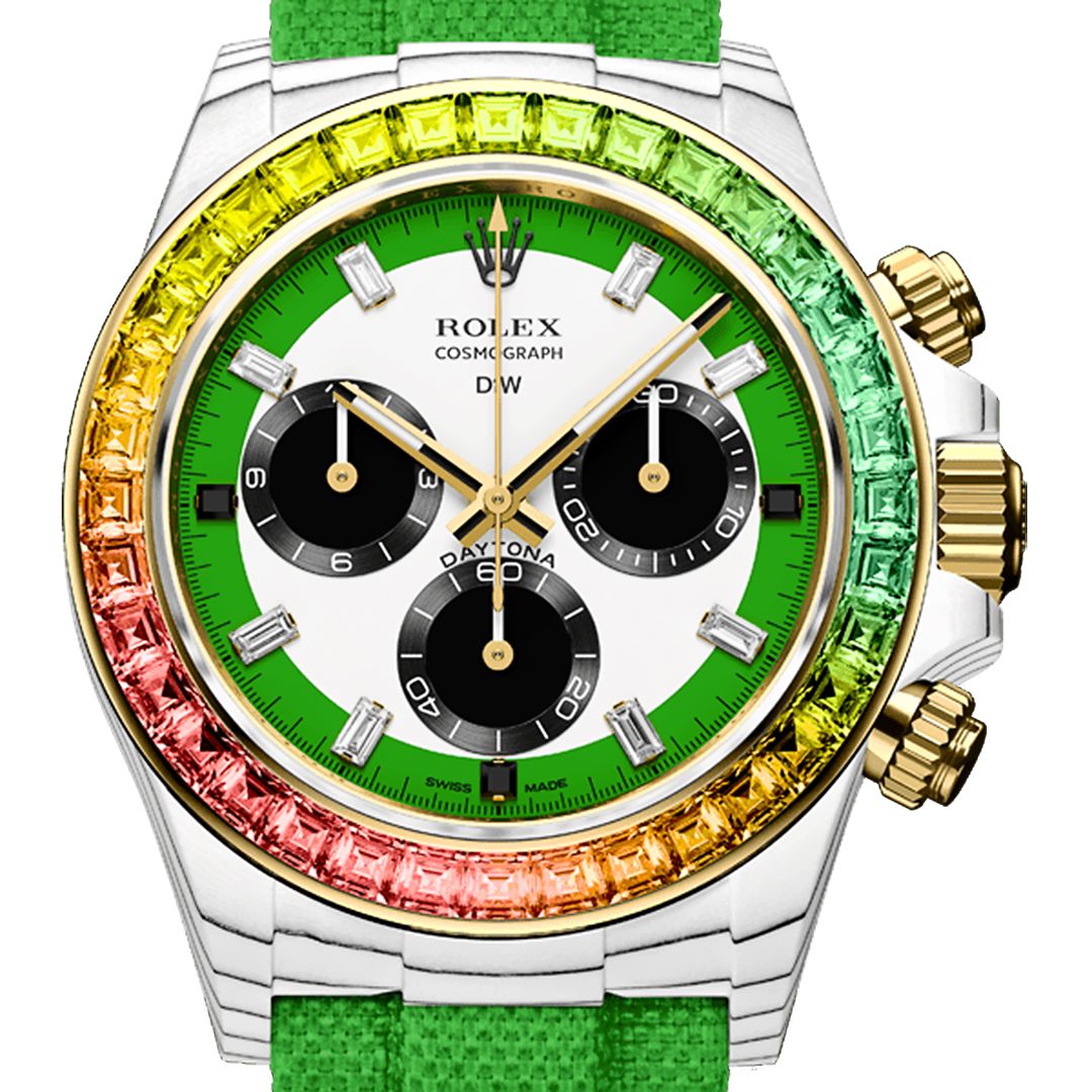 CarboQuartz DiW Rolex Daytona RAINBOW WILD GREEN 劳力士彩虹圈 DiW迪通拿 | WORLDTIMER