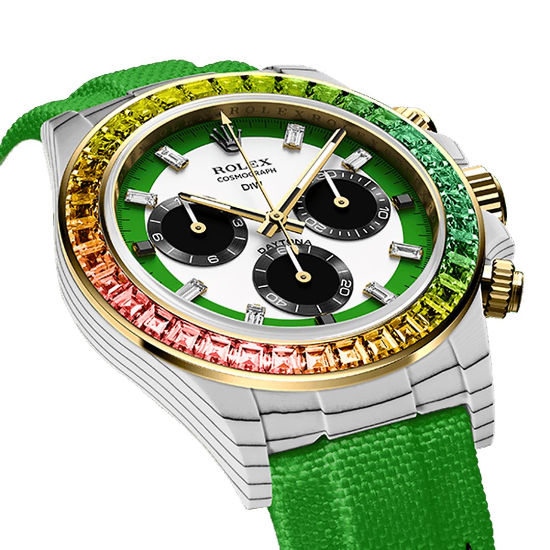 CarboQuartz DiW Rolex Daytona RAINBOW WILD GREEN 劳力士彩虹圈 DiW迪通拿 | WORLDTIMER