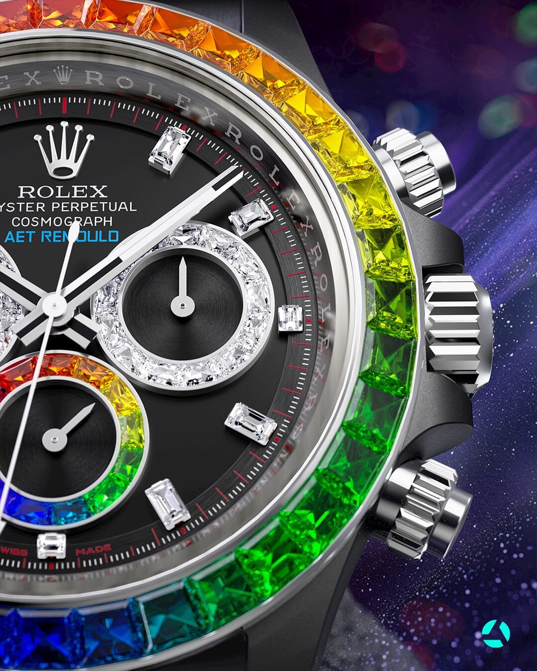 AET REMOULD Rolex Rainbow Daytona POLARIS SWIRL (BLACK) 劳力士彩虹迪 | WORLDTIMER
