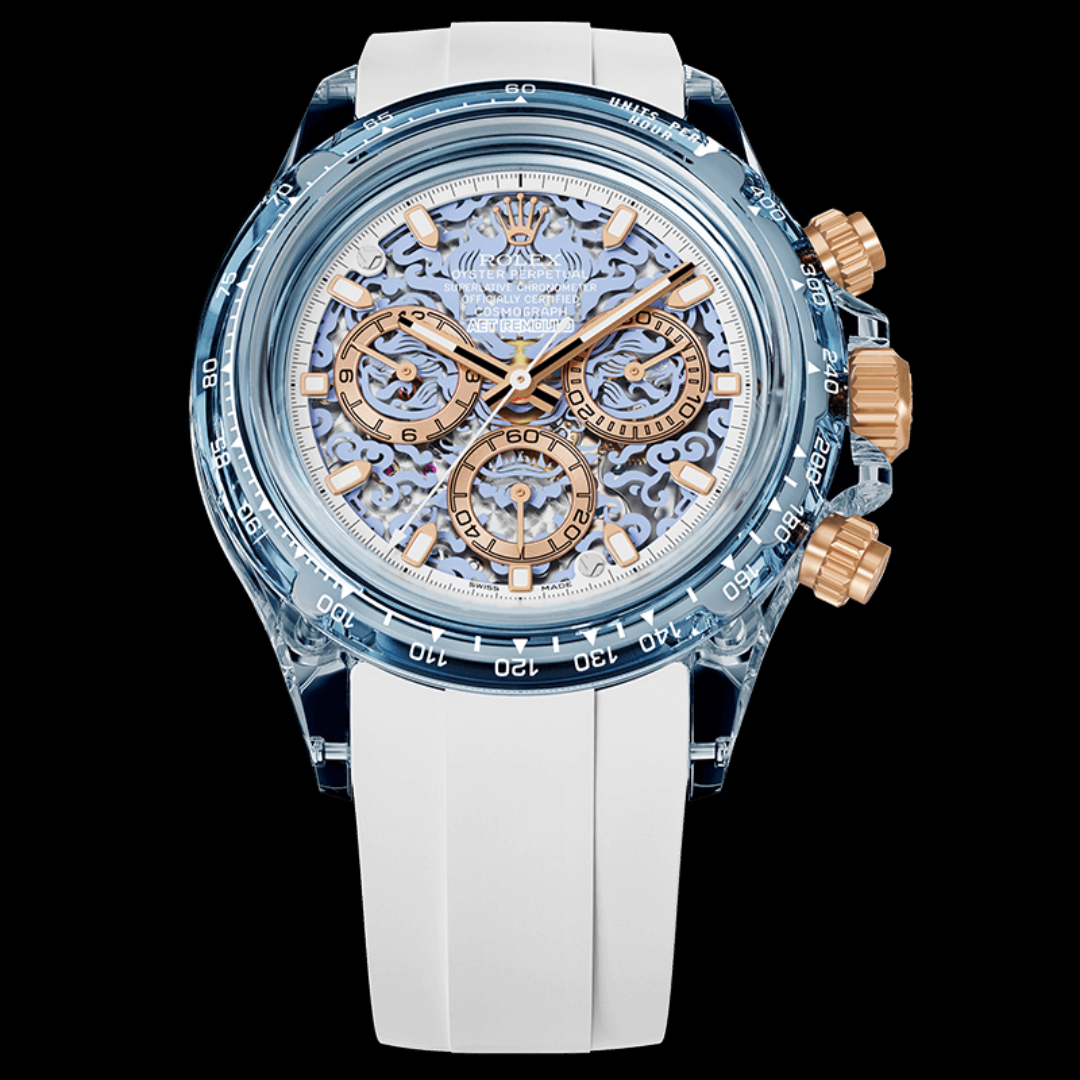 AET REMOULD: The Colorful Rolex Daytona Reimagined 重新定义奢华：劳力士迪通拿 彩色蓝宝石水晶版 | WORLDTIMER