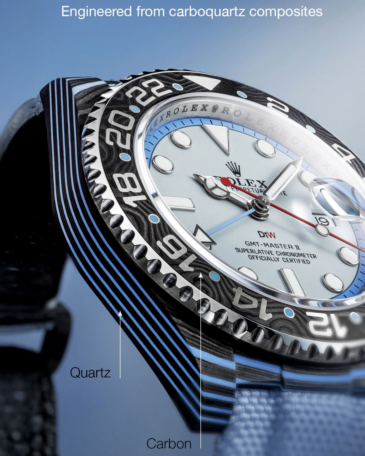 DiW Rolex GMT Master SKYBOUND CarboQuartz 与 NTPT碳纤维 结合的 DiW 劳力士格林尼治 | WORLDTIMER