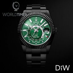 勞力士 DiW 黑色 DLC 綠色 Sky-Dweller 326934 (零售價:歐元 40990)