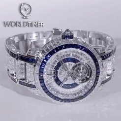 Jacob & Co. 捷克豹 [NEW] Caviar Tourbillon 44mm Blue Diamond Bracelet (Retail:HK$13,200,000)