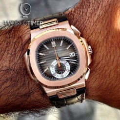 Patek Philippe Nautilus 5980R Rose Gold Chronograph Automatic Mens Watch
