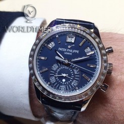 Patek Philippe [NEW] 5961P-001 Diamond Platinum Blue Annual Calendar Chronograph (Retail: HK$1,103,400) 