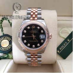 Rolex [NEW] Datejust 31mm Stainless Steel and Rose Gold Ladies 178271G Black 