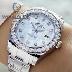 Rolex [NEW] Pearlmaster 39mm Mother of Pearl Diamond Dial 86289-0001 Unisex Watch
