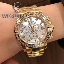 Rolex [NEW] Daytona Beguette Diamond MOP Dial 116568BR Yellow Gold Watch
