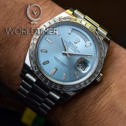 Rolex [NEW] Day-Date Ice Blue Baguette Index Platinum 228396TBR