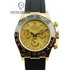 Rolex [NEW] Daytona Black Rubber Yellow Gold Champagne Dial 116518LN