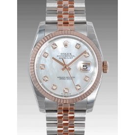Rolex NEW-全新 116231NG White 36mm Datejust Mother Of Pearl Diamonds Watch