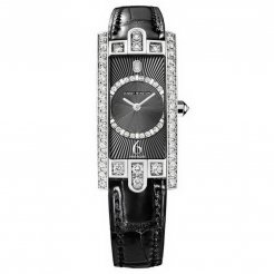 Harry Winston [NEW] Avenue C Art Deco quartz 18K white gold timepiece black dark partially AVCQHM19WW130