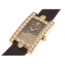 Harry Winston [NEW] Avenue Diamond Drops quartz 18K rose gold timepiece black dark partially AVEQHM21RR119