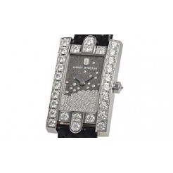 Harry Winston [NEW] Avenue Diamond Drops quartz 18K white gold black dark partially set dial AVEQHM21WW280