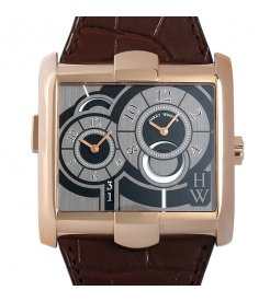 Harry Winston [NEW] Avenue Squared A² automatic 18K rose gold timepiece black dark dial AVSATZ45RR004