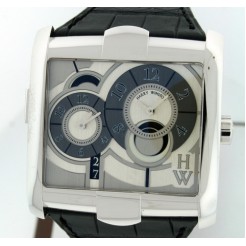 Harry Winston [NEW] Avenue Squared A² automatic 18K white gold timepiece white light dial AVSATZ45WW004