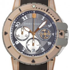 Harry Winston [NEW] Ocean Diver automatic 18K rose gold and zalium timepiece black dark dial OCEACH44RZ001