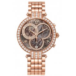Harry Winston [NEW] Premier chronograph 40mm quartz 18K rose gold timepiece on gold bracelet brown mother of pearl partially PRNQCH40RR004