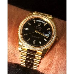 Rolex [NEW] Day-Date 40mm 228348RBR Black Diamond Dial Mens Yellow Gold Watch (Retail:HK$410,500)