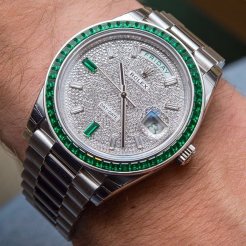 Rolex [NEW][RARE] 228396TEM Day-Date 40mm Platinum Green Emerald (Retail:EUR 430.000)