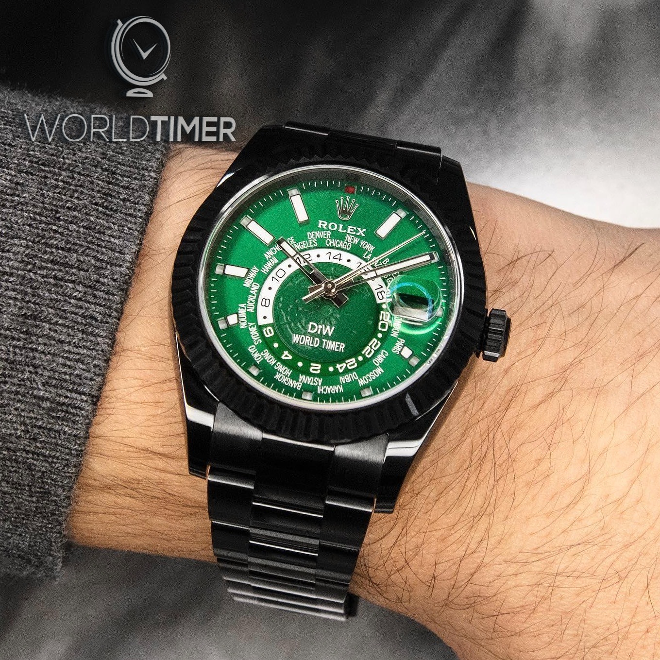 Green Rolex DiW Sky Dweller 336934 Black DLC (Retail:EUR 44.990) | WORLDTIMER