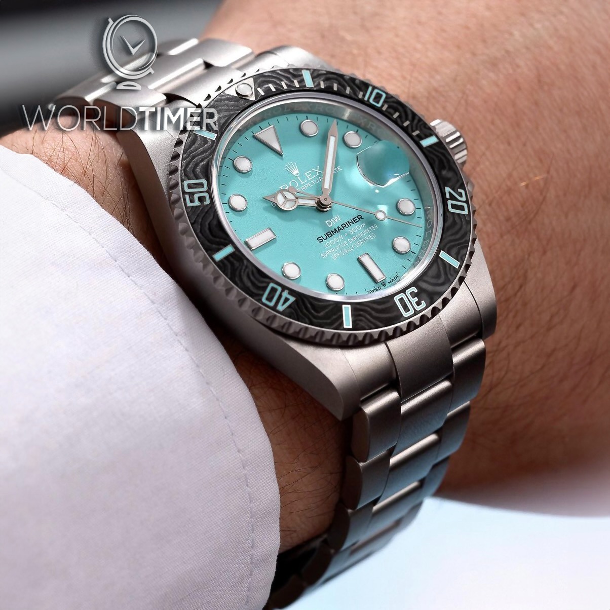 Rolex DiW Submariner Tiffany Blue AQUAMARINE (Retail:EUR 34.990) | WORLDTIMER