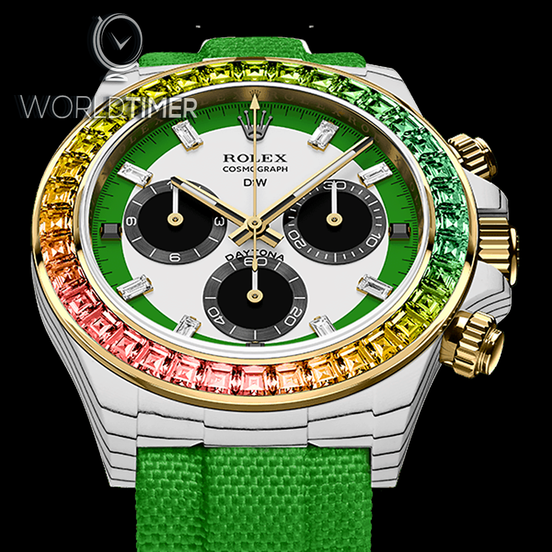 DiW Rolex Daytona RAINBOW WILD GREEN In Quartz Fiber (Retail:EUR 76990)  | WORLDTIMER