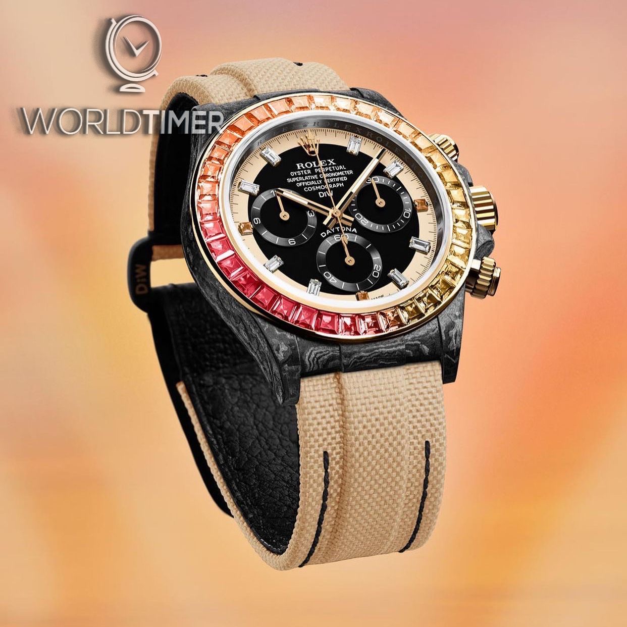 Rolex DiW Carbon Daytona RAINBOW SUNRAY (Retail:EUR 74590) | WORLDTIMER