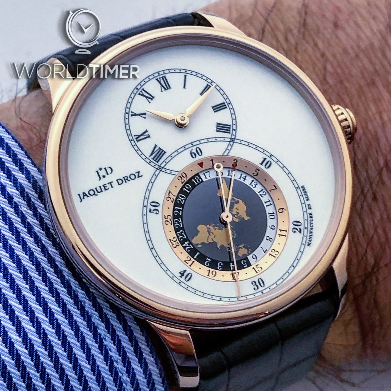 Jaquet Droz Grande Seconde Dual Time Ivory Enamel J016033201 (Retail:EUR 27400) | WORLDTIMER