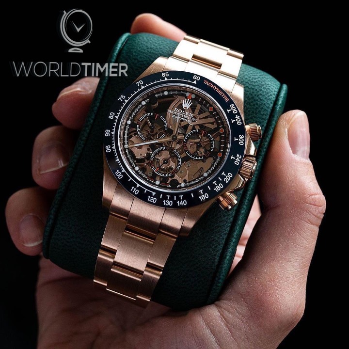 Rolex Artisans de Genève [NEW] “La Blausee” Skeletonized Rose Gold Daytona | WORLDTIMER