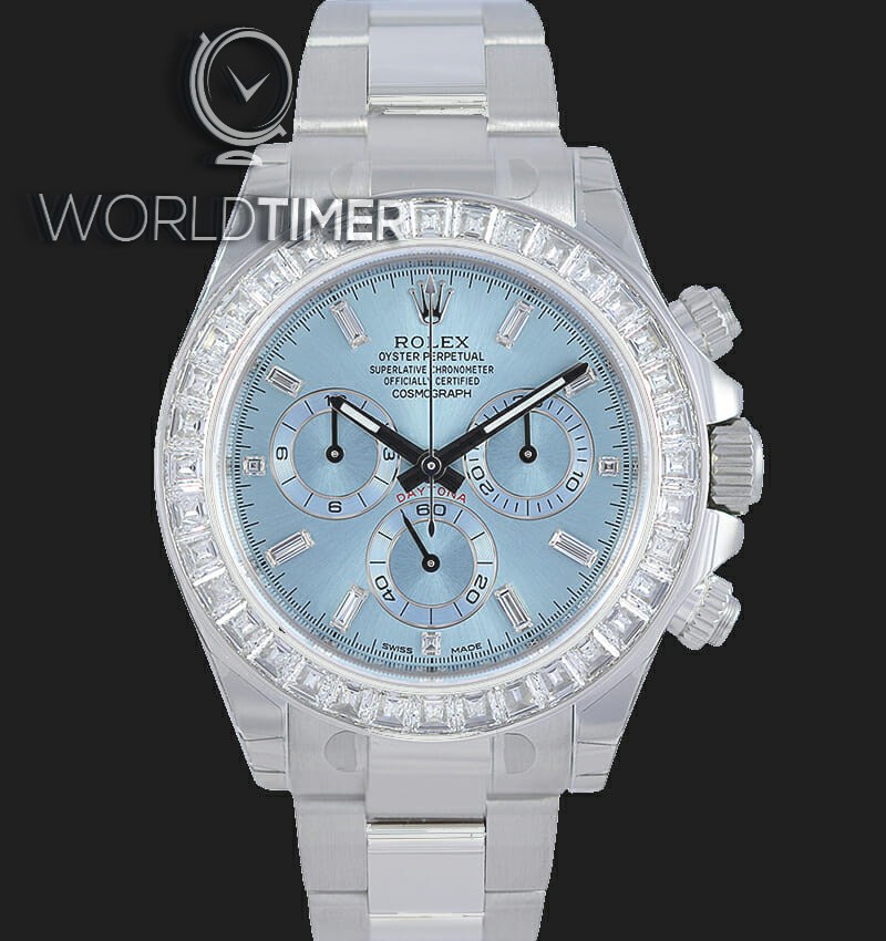 Rolex [NEW] Cosmograph Daytona Ice Blue Baguette Platinum 116576TBR | WORLDTIMER