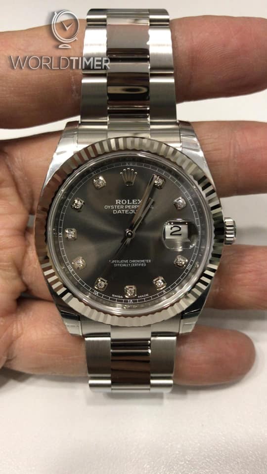 Rolex NEW Datejust 41mm 126334G Dark Rhodium Diamond Dial Fluted Bezel Oyster