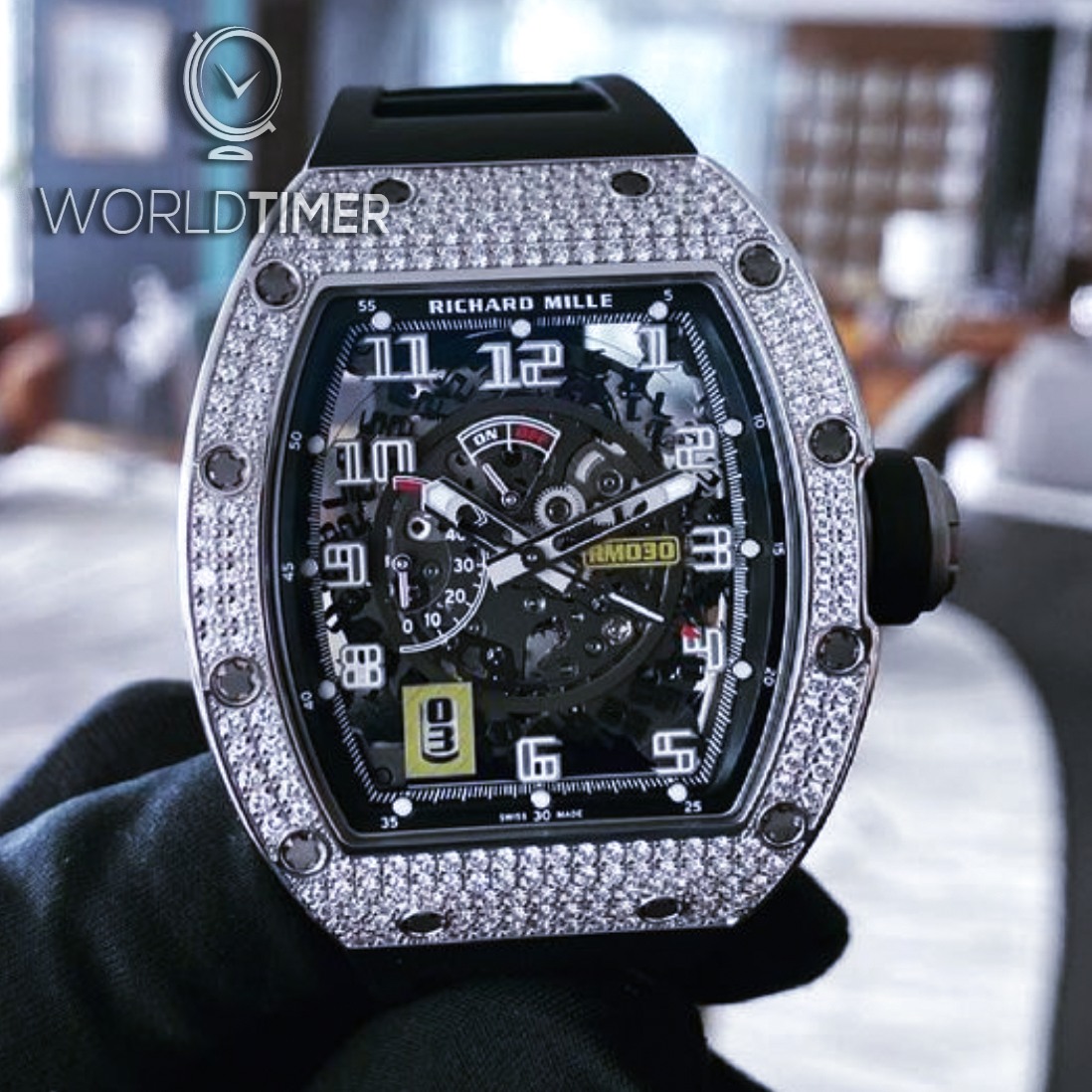 Richard Mille [NEW] RM 030 White Gold/Titanium Diamonds Watch | WORLDTIMER