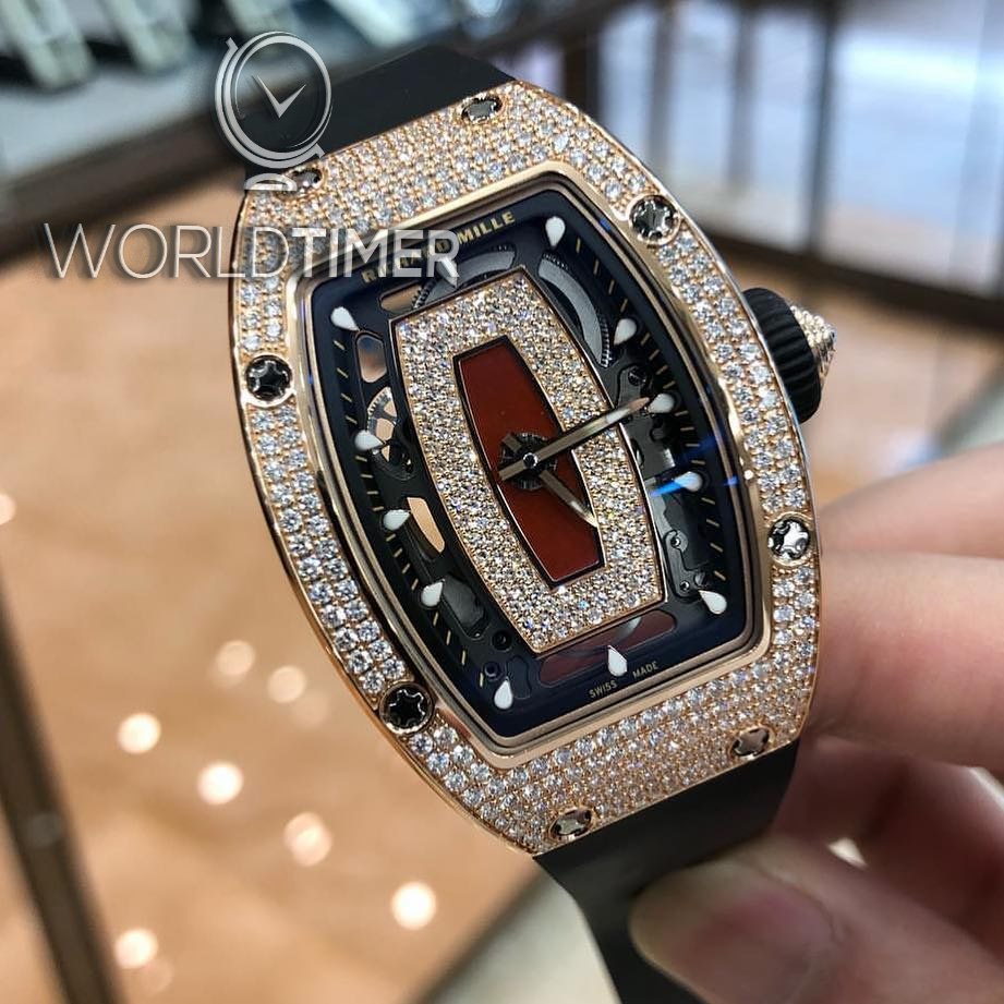 RICHARD MILLE [NEW] RM 07-01 LADIES AUTO FULL ROSE GOLD DIAMONDS | WORLDTIMER