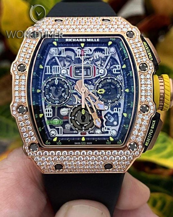 Richard Mille [NEW] RM 11-03 Rose Gold Full Set Diamonds Flyback Chronograph | WORLDTIMER