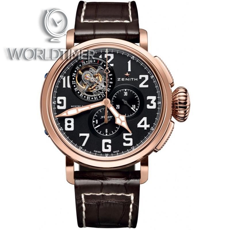 Zenith [NEW] Montre d Aeronef Type 20 Tourbillon Men s Watch 87.2430.4035/21.C721 (Retail:US$71,500) | WORLDTIMER