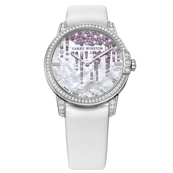 Harry Winston [NEW] Midnight Stalactites 36mm automatic 18K white gold white light mother of pearl partially MIDAHM36WW001 | WORLDTIMER