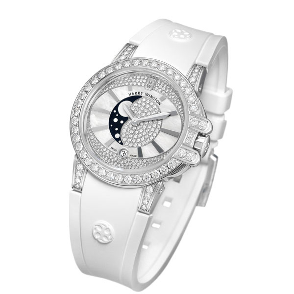 Harry Winston [NEW] Ocean Moon Phase quartz 18K white gold OCEQMP36WW003 | WORLDTIMER