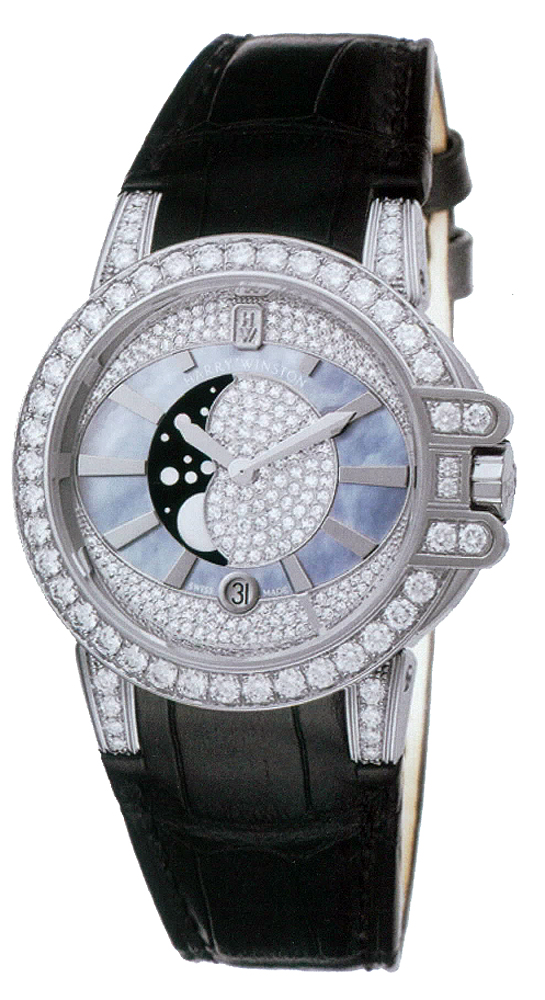 Harry Winston [NEW] Ocean Moon Phase quartz 18K white gold OCEQMP36WW011 | WORLDTIMER